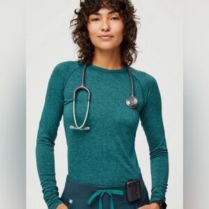 LIMITED EDITION FIGS Salta Seamless Longsleeve Underscrub Caribbean Blue XS